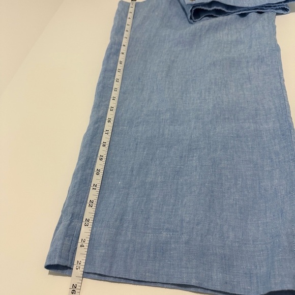 J. Jill Easy Linen Pants Wide Leg Women Size L Cropped Relaxed Fit In Blue - Picture 11 of 14